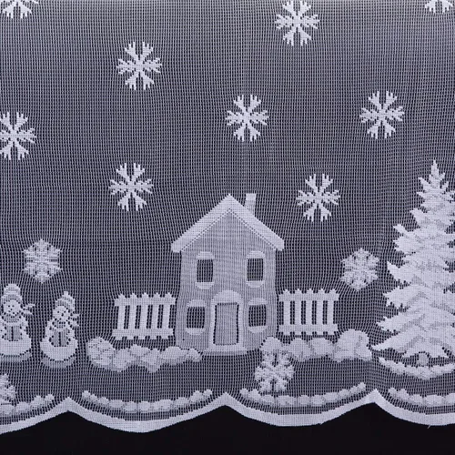 Vista 2 de Rockcloud Mantel de encaje de poliéster de 82 x 59 pulgadas, mantel rectangular vintage de alce de copo de nieve blanco para fiestas de Navidad