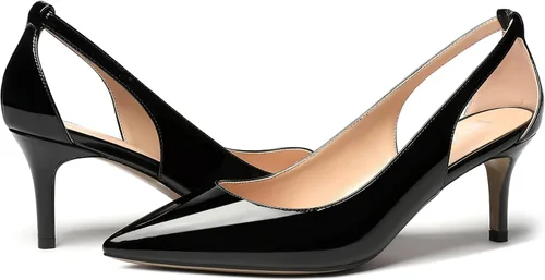 Vista 6 de MERRORI Zapatos de tacón medio con punta puntiaguda para mujer, sin cordones, de 2.5 pulgadas