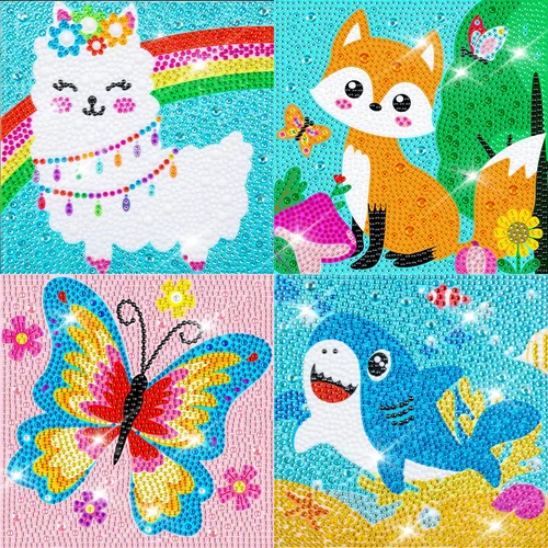 Vista 20 de Labeol Kits de arte de diamantes para niños, manualidades para niñas de 6 a 8 a 10 a 12 años, fáciles de hacer tú mismo, creativas calcomanías