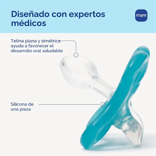 Vista 4 de MAM Comfort - Chupete para bebé de 0 a 3 meses, ligero, de silicona de una Zafiro azul/mate azul