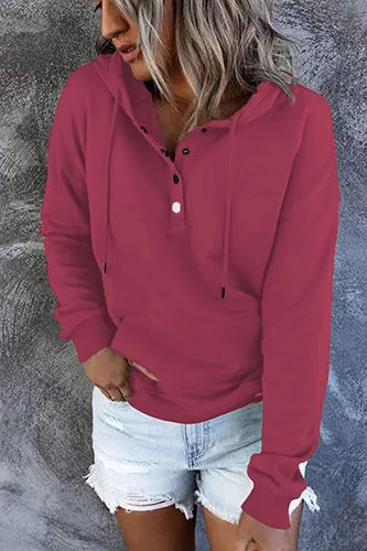 Vista 14 de NEYOUQE Sudaderas de moda para mujer, para otoño e invierno, con botones de un cuarto, sudaderas casuales de moda con cuello redondo