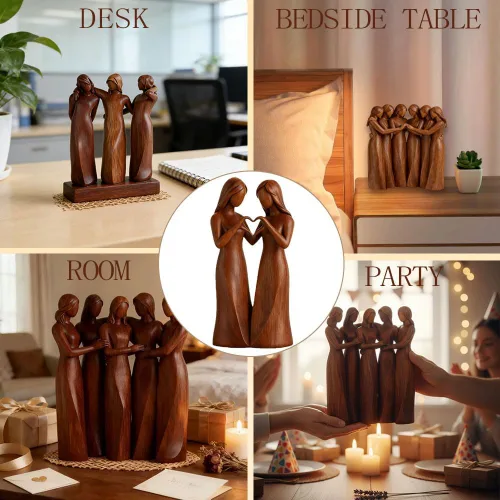 Vista 6 de Figura de resina pintada a mano para hermanas, estatua de la amistad para mujeres, símbolo atemporal de unidad, regalos del día de la amistad