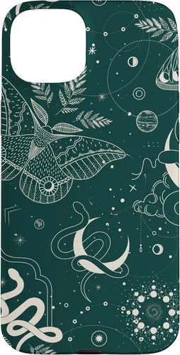 Vista 9 de Dark Green Mystical Witchcore Celestial Night Moth & Snake Case para iPhone 16