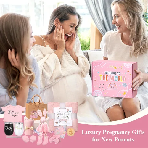Vista 7 de Regalos para nuevas mamás para mujeres, regalo de embarazo para nuevos padres, regalos de revelación de género con mamá y papá, juego de vasos