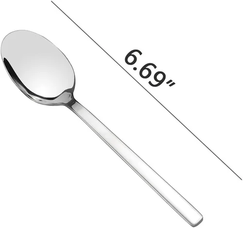 Vista 2 de Juego de cucharas de postre de acero inoxidable, 12 piezas, 6.69 pulgadas