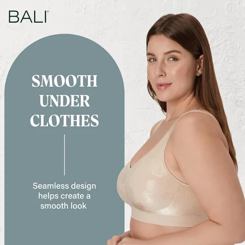 Vista 7 de Bali Sujetadores sin aros para mujer - Comfort Revolution - Brasier sin aros - Ajustable y de apoyo - Talla grande para mujer Trópico de almendras