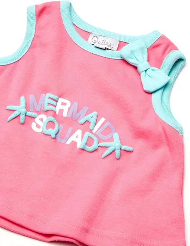 Vista 4 de Quiltex Mermazing - Juego de 2 camisetas y 2 pantalones cortos para bebés y niñas 4 piezas