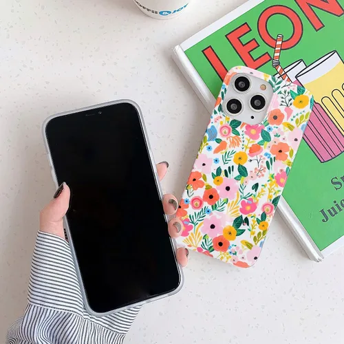 Vista 6 de J.west Funda compatible con iPhone 11 Pro Max 6.5, suave a prueba de golpes, bonita funda protectora floral para mujer, diseño de patrón de flores