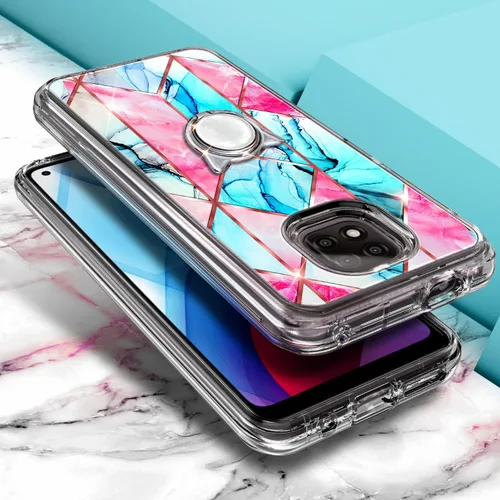 Vista 3 de NGB Supremacy Funda para Moto G Power 2021 con protector de pantalla de vidrio templado (cobertura máxima) soporte de anillo/correa de muñeca, funda