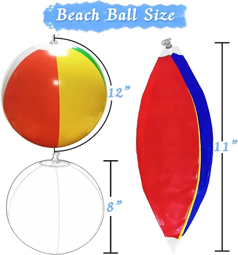 Vista 3 de Beach Balls 12 Pack, 12" Ball, Beach Toys for Kids, Pool Games, Inflatable Pool Toys, Bulk Hawaiian Tropical Theme Party Decorations Favors Supplies