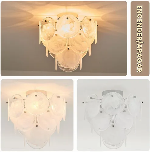 Vista 4 de Moderna lámpara de techo de cristal de montaje empotrado, acabado cromado, luces de pasillo vintage, lámpara única de 4 luces para dormitorio Cromo