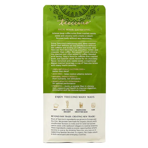 Vista 3 de Teeccino Paquete variado de café de hierbas, nuez de vainilla, tostado francés, chocolate con maca, café molido a base de hierbas que es prebiótico
