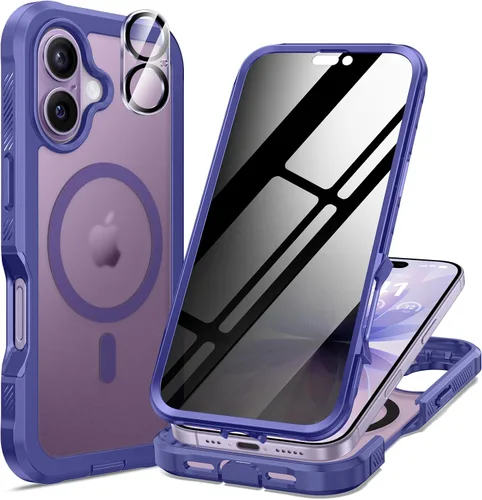 Vista 27 de seacosmo para iPhone Air Funda, Carcasa Completa con Protector de Privacidad de Vidrio Templado 9H Integrado y Protector de Lente de Cámara