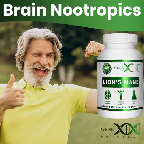 Vista 6 de Genex Formulas Suplemento de melena de león con extracto de melena de león 100% - Suplemento de apoyo cerebral nootrópicos 1000 mg/porción