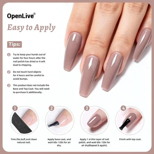 Vista 58 de OpenLive Esmalte de uñas negro de 0.6 fl oz, gran volumen, secado rápido, secado rápido y de larga duración, arte de uñas de color para bricolaje