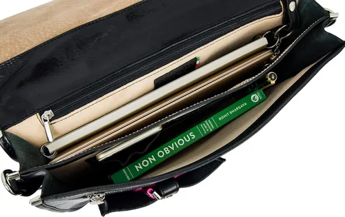 Vista 6 de Maletín de cuero para laptop Attache Medium Time Resistance, Negro