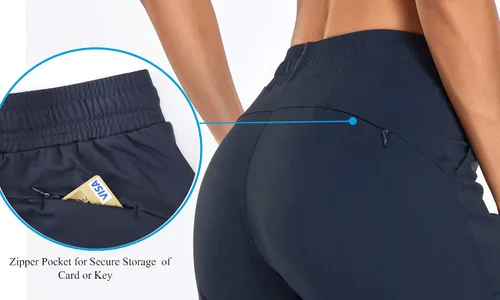 Vista 3 de Oalka - Pantalones deportivos para mujer, con cintura alta y bolsillos, para hacer deporte, yoga y entrenar