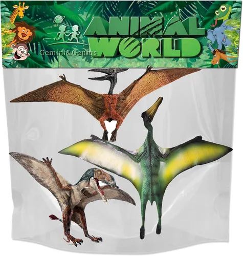 Vista 7 de Gemini&Genius 3 piezas de figuras de acción de pterodáctilo, dinosaurio volador realista, Pteranodon, juguetes de dinosaurio de pterosaurio