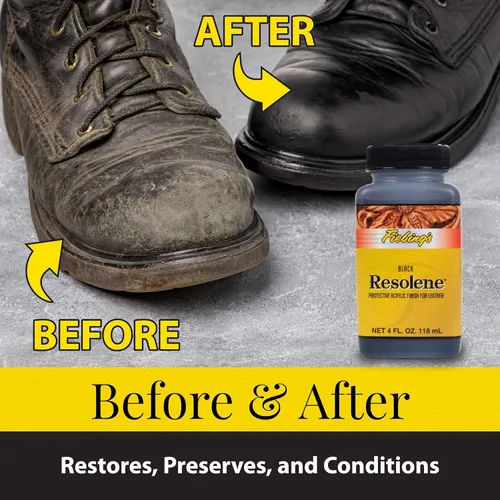 Vista 5 de Fiebing's Acrylic Resolene (4 onzas, negro) - Acabado protector de cuero acrílico - Capa superior flexible y resistente al agua para botas teñidas