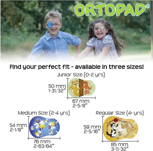 Vista 2 de Ortopad® Parches para ojos de bambú para niños, 50/bx, paquete de camuflaje azul, tamaño regular 4+ años