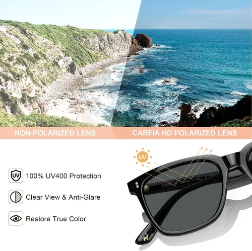 Vista 42 de Carfia Chic - Lentes de sol polarizados para mujer, protección UV400, marco de acetato pulido a mano