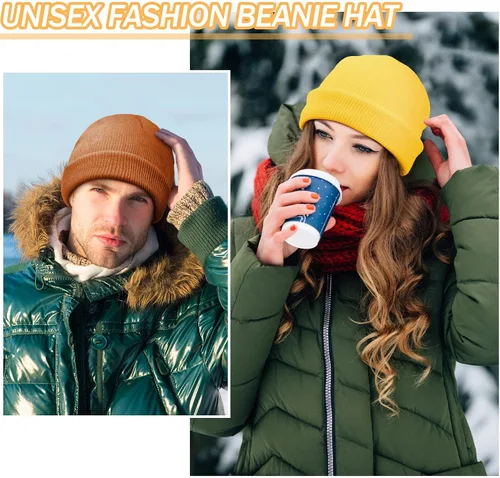 Vista 5 de Paquete de 16 gorros de invierno a granel para clima frío, unisex, gorro cálido para hombres y mujeres, conducir, ciclismo, senderismo, patinaje