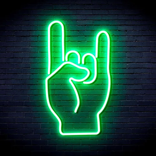 Vista 16 de AdvPro Rock On Hand Sign Flex Silicone LED Neon Sign - Azul - st16s32-fnu0067-b