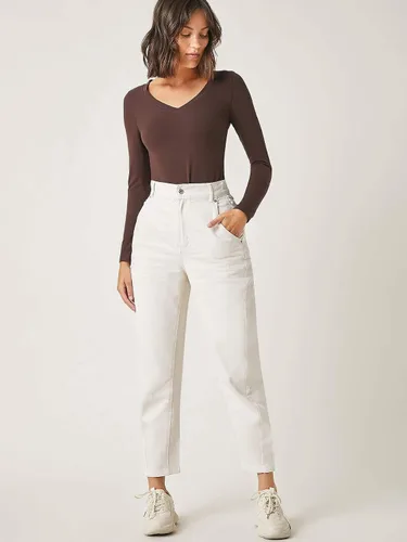 Vista 5 de Floerns Camiseta básica de manga larga con cuello alto falso para mujer