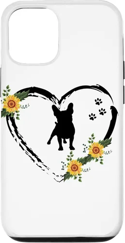 Vista 26 de iPhone 16 French Bulldog With Paw Prints And Sunflower Heart On White Case