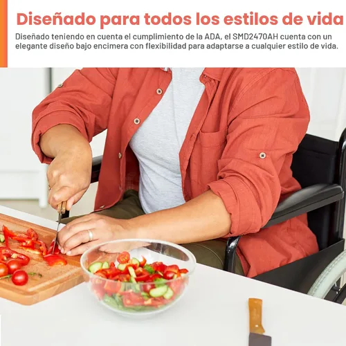 Vista 5 de Sharp, horno microondas SMD2470AS, de 24 pulgadas, 1,2 Cu. Pie de acero inoxidable