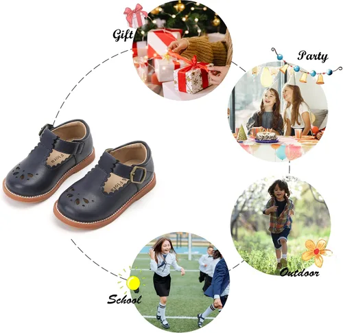 Vista 5 de Felix & Flora - Zapatos planos de vestir estilo Mary Jane para niña pequeña, zapatillas de ballet para niña, zapatos para fiestas y escuela