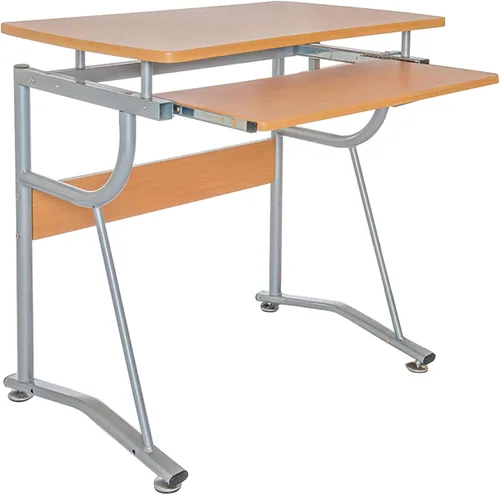 Vista 5 de Techni Mobili Escritorio compacto para computadora con estante lateral y panel de teclado, cereza, 43 x 19.5 x 30 pulgadas