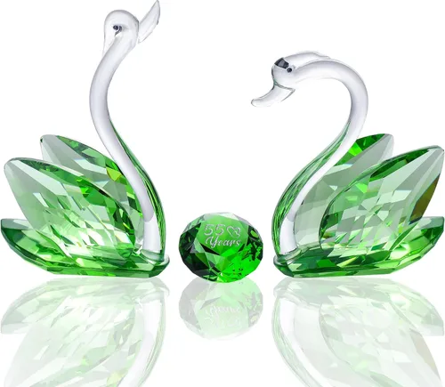 Vista 13 de YWHL Regalos de Cisne de Cristal del 15º Aniversario para Pareja, 15 Años de Aniversario de Boda para Ella Él, Figura de Cisne con Diamante Rosa
