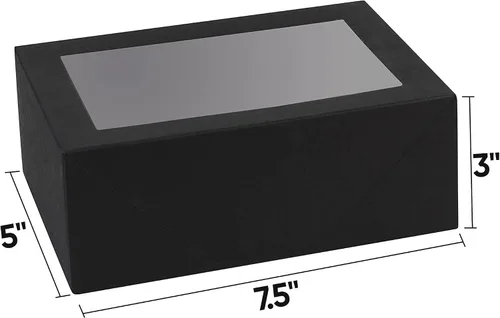 Vista 5 de Hammont Cajas de regalo – Paquete de 8 – Cajas de panadería rectangulares con ventana transparente (negro, 7.5 x 5 x 3)