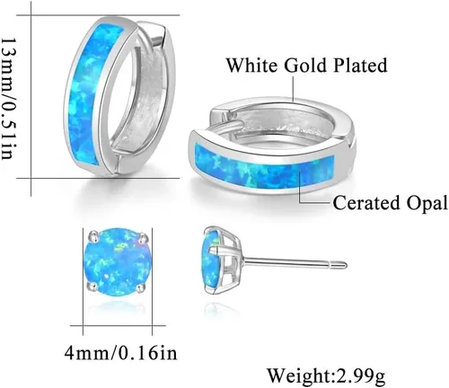 Vista 114 de CiNily Aretes Huggie de ópalo con bisagras, chapados en oro, hipoalergénicos, pequeños aretes de aro para mujeres, adolescentes, niñas, hombres