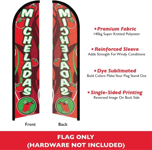 Vista 2 de Bandera de Micheladas sin viento, ideal para restaurantes, camiones de comida, ferias, eventos de carnaval y negocios