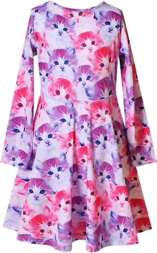 Vista 2 de Jxstar Vestidos de manga larga para niñas ropa de otoño e invierno vestido con vuelo