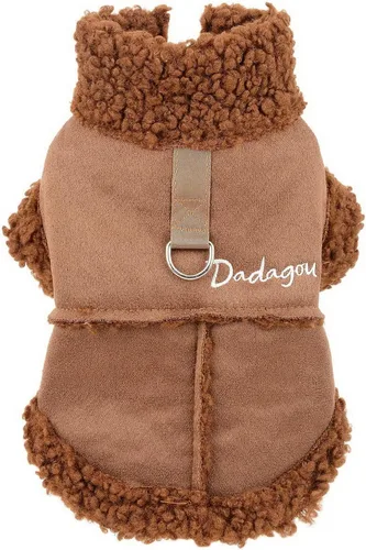 Vista 5 de SMALLLEE_LUCKY_STORE Chaqueta de gamuza sintética para mascotas, abrigo de invierno con forro polar mullido con anillo en D para perros pequeños