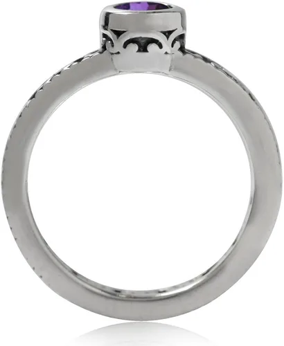 Vista 3 de Silvershake Anillo de filigrana apilable de plata de ley 925 con piedra natal auténtica, estilo eternidad