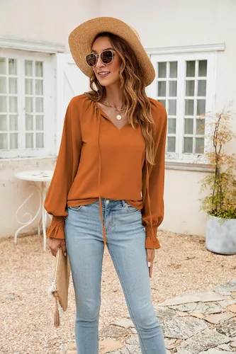 Vista 2 de SimpleFun Blusa de verano de manga corta con cuello en V floral para mujer