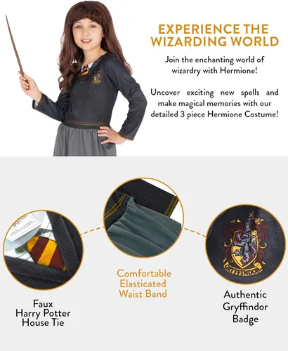 Vista 6 de Harry Potter Disfraz Hermione Girls con varita y peluca