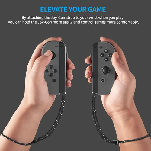 Vista 4 de Correa de muñeca para controlador Joycon Paquete de 2 piezas de repuesto de cordón accesorios para Switch y controlador OLED Joy Con