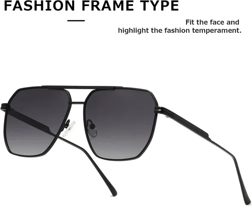 Vista 7 de MASDUN Gafas de sol polarizadas cuadradas de gran tamaño retro para mujeres y hombres, sombras vintage UV400, gafas de sol clásicas de metal