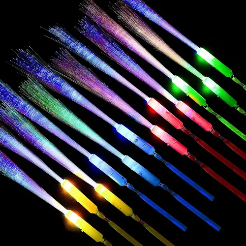Vista 8 de Skylety - Varita de fibra óptica, 36 unidades, varita de fibra óptica LED con 3 modos de luz, varillas de brillo a granel intermitentes incluidas