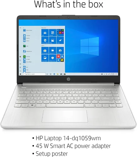 Vista 6 de HP Laptop HD de 14", Intel Core i5-1035G1, gráficos Intel UHD, 8 GB SDRAM, SSD de 256 GB, plata natural, Windows 10