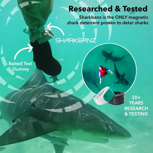 Vista 3 de SHARKBANZ - Banda magnética oficial de disuasión de tiburones para natación, surf, buceo y todos los deportes oceánicos - Probada y patentada