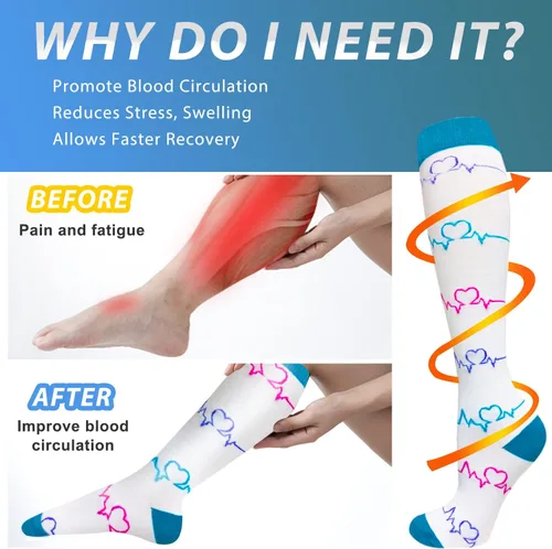 Vista 2 de Aoliks Calcetines de compresión médica para mujeres y hombres, calcetines de apoyo hasta la rodilla para correr, enfermeras, viajes