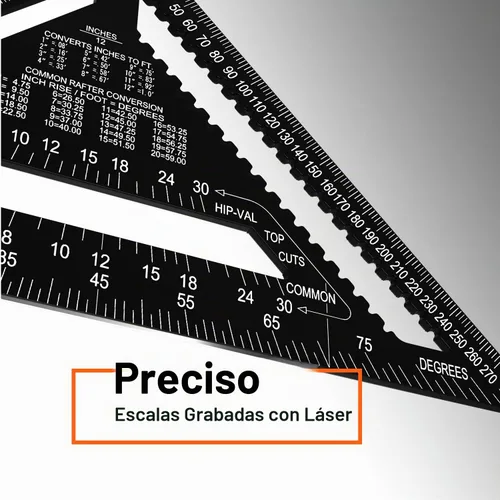 Vista 3 de Mecurate Rafter Square, Cuadrado de Viga de 12 Pulgadas Triángulo Cuadrado de Carpintero de Aluminio Fundido a Presión para Carpintería y Ebanistería