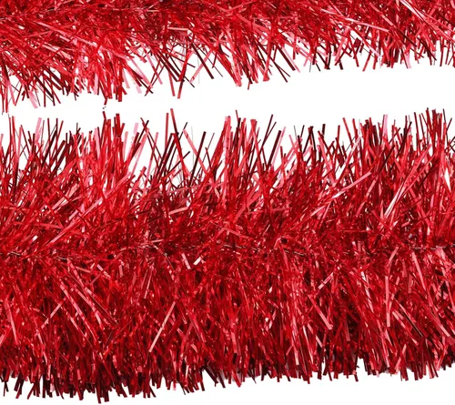 Vista 3 de Boao Guirnalda de oropel rojo de Navidad de 39.6 pies para decoración de árbol de árbol con purpurina metálica brillante, decoración colgante