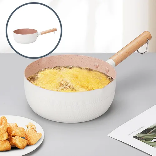 Vista 9 de Hemoton Sartén antiadherente para leche de 1.5 L, práctica olla con mango de madera, versátil olla pequeña para sopas, salsas y leche caliente, olla
